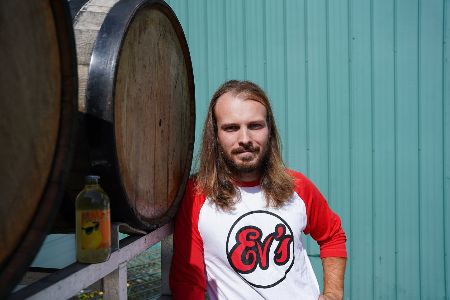 Mitch with Ev's Eclectics Baseball Tee with barrels